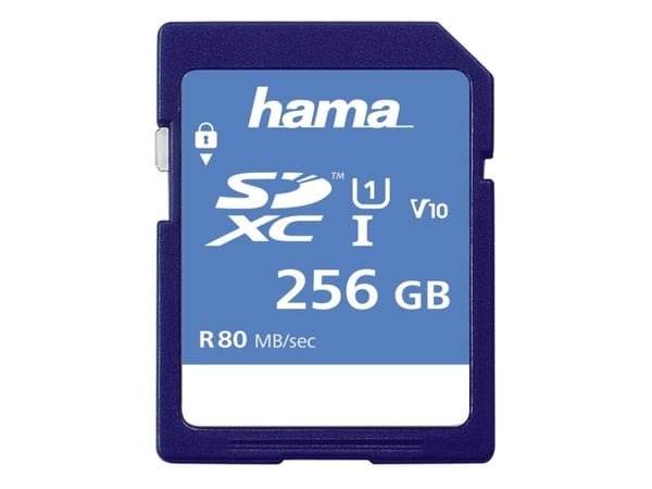 Hama 00123997, 256 GB, SDXC, Klasse 10, UHS-I, 80 MB/s, Blå