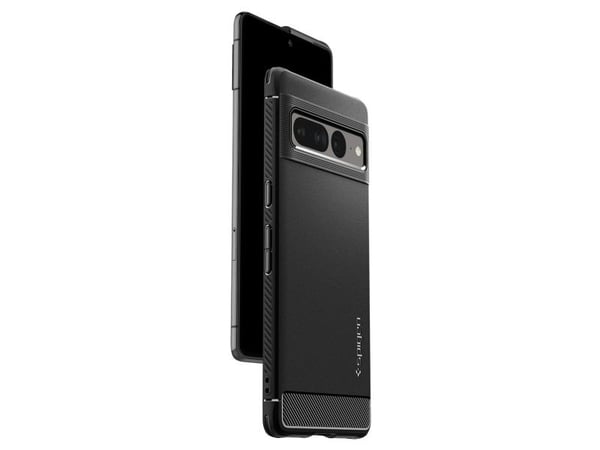 Spigen Rugged Armor - Baksidesskydd för mobiltelefon - robust - termoplastisk polyuretan (TPU) - mattsvart - för Google Pixel 7 Pro