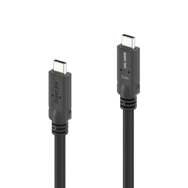 PureLink PureInstall MicroX4 - USB-kabel - USB-C (hane) till USB-C (hane) - USB4 Gen2x2 - 20 V - 5 A - 3 m - passiv, 8K30Hz stöd, 4K144Hz stöd, stö...