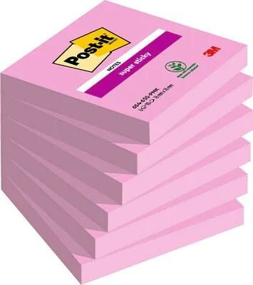 Post-it-klistrelapper POST-IT Super Sticky (654-6SS-PO), 76x76 mm, 1x90 ark, rosa