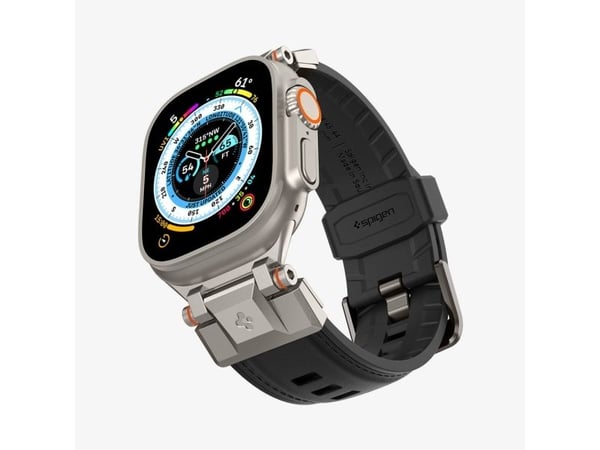 Spigen DuraPro Armor PU, Band, SmartWatch, Sort, Apple, Apple Watch (49mm) Ultra, Apple Watch (49mm) Ultra 2, Polyurethan (PU), Termoplastisk polyu...