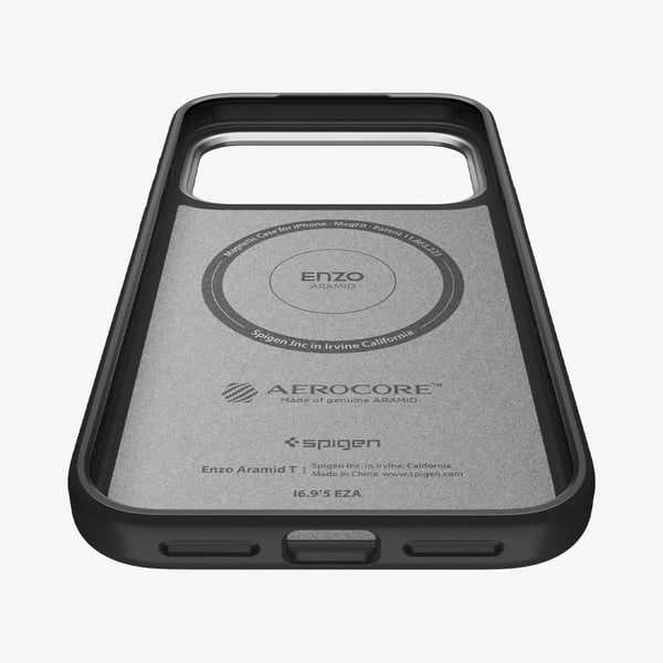 Spigen Enzo Aramid T (MagFit), Etui, Apple, iPhone 17 Pro Max, 17,5 cm (6.9"), Svart, Sølv