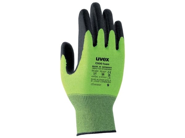 Uvex C500 foam, Musta, Vihreä, Aikuinen, Aikuinen, Unisex, 1 kpl, Polyeteeni, Viskoosi, Polyamidi, Lasikuitu