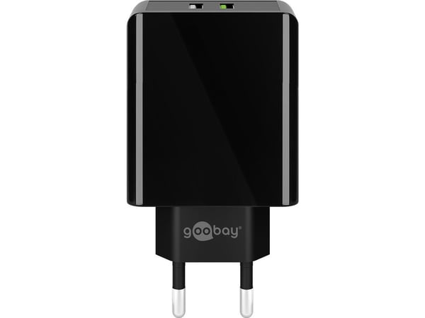 Dobbel USB hurtiglader USB/QC 3.0 (28 W) sort