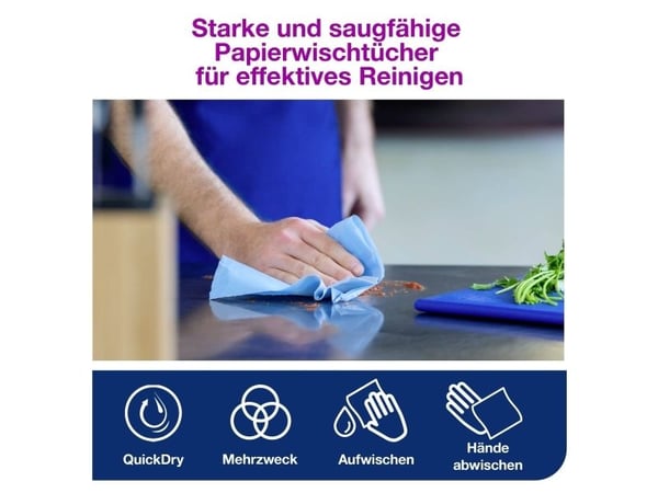 Tørkepapir Tork® Plus W1 Allround, 130050, blå, 2-lags