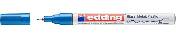 Edding 780, Blå, Fin spets, Blå, Vit, Gjuten aluminium, Fin, 0,8 mm