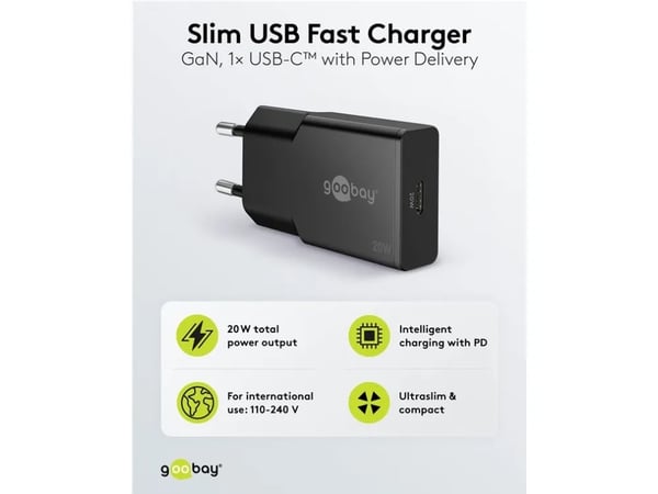 Goobay Slim, Sisätila, AC, 12 V, musta