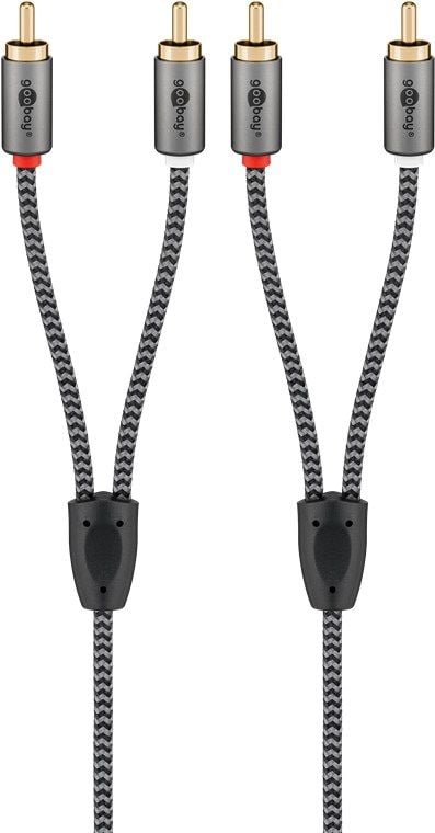 Goobay 65295, 2 x RCA, Uros, 2 x RCA, Uros, 5 m, musta, Hopea