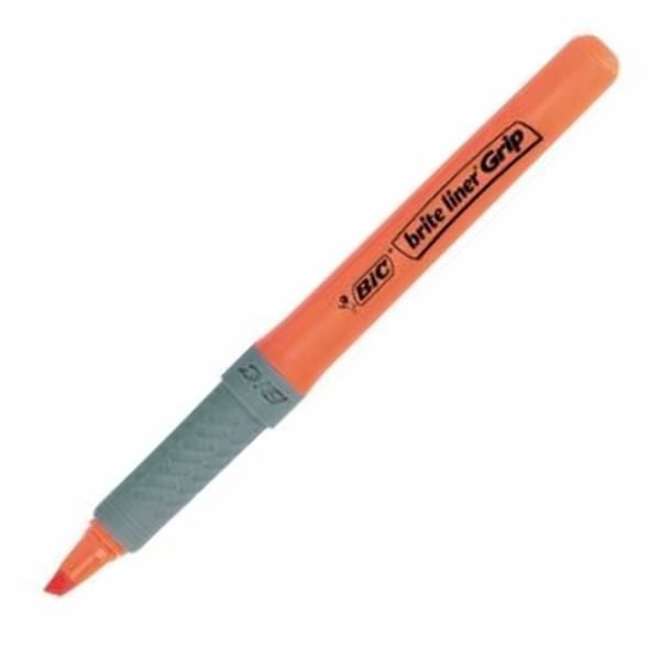 BIC brite liner Grip - Överstrykningspenna - fluorescerande orange - vattenbaserat bläck - 1.6-3.4 mm - fin (paket om 12)