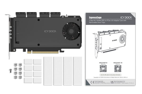 ICY DOCK ExpressSlot Slide MB204MP-1B - Tallennuspaketti - M.2 - PCIe 4.0 x16 (NVMe) - PCIe 4.0 x4 - musta