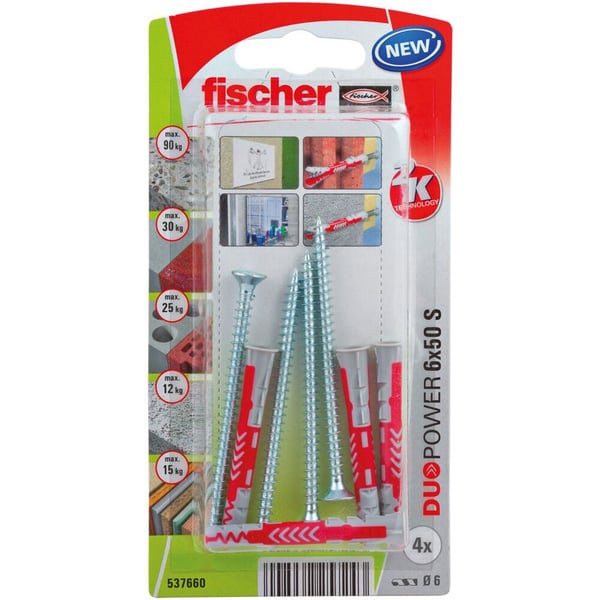 Fischer DuoPower 6 x 50 S K NV Rawplug-sarja 50 mm 537660 1 sarja