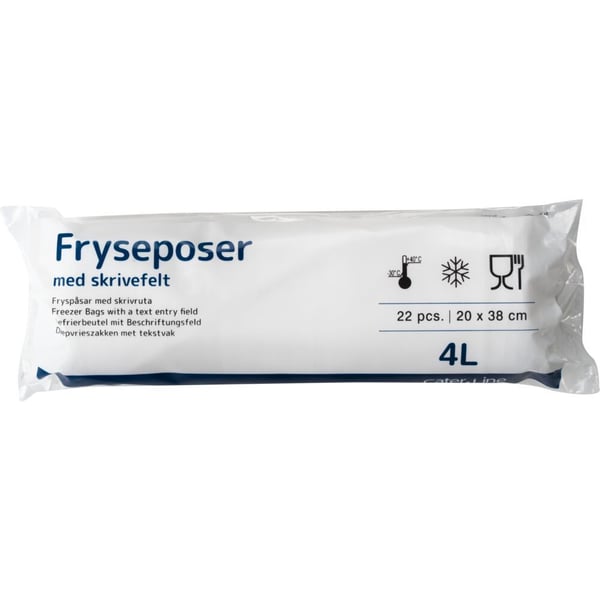 Frysepose, ABENA Cater-Line, 4 l, klar, LDPE/jomfruelig, 20x38 cm 22 poser/per rull - (30 ruller x 22 poser)