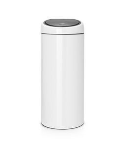 Brabantia Touch Bin, 30L, 30 L, Pyöreä, Muovi, Ruostumaton teräs, Valkoinen, Ohje, Ruostumaton teräs