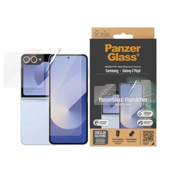 PanzerGlass ® Näytönsuojaus Samsung Galaxy Z Flip6 | Lasi ja kalvo, Samsung, Samsung, Samsung - Galaxy Z Flip6, Kuiva-asennus, Naarmuuntumaton, Isk...