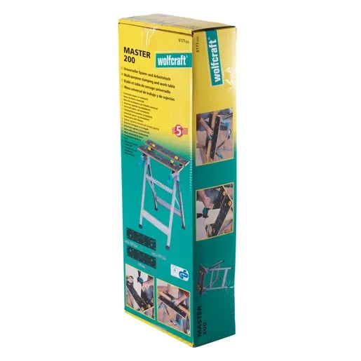 wolfcraft GmbH MASTER 200, Sahapenkki, MDF, Alumiini, Musta, 180 kg, 14,5 cm, 36,5 cm, 14,5 cm, 36,5 cm