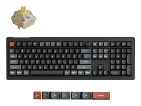 Keychron V6 Ultra 8K, Ledning & Trådløs, Bluetooth, Mekanisk nøkkelbryter, QWERTY, RGB LED, Svart