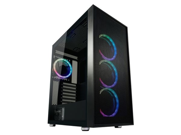 LC Power Gaming 802B - Black_Wanderer_X - Midi-torn spel - utökad ATX - genomskinlig sidopanel (härdat glas) - ingen strömförsörjning - svart - USB...