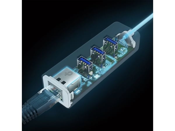 TP-Link UE330C, Koblet med ledninger (ikke trådløs), USB Type-A/USB Type-C, Ethernet, 1000 Mbit/s, Hvit