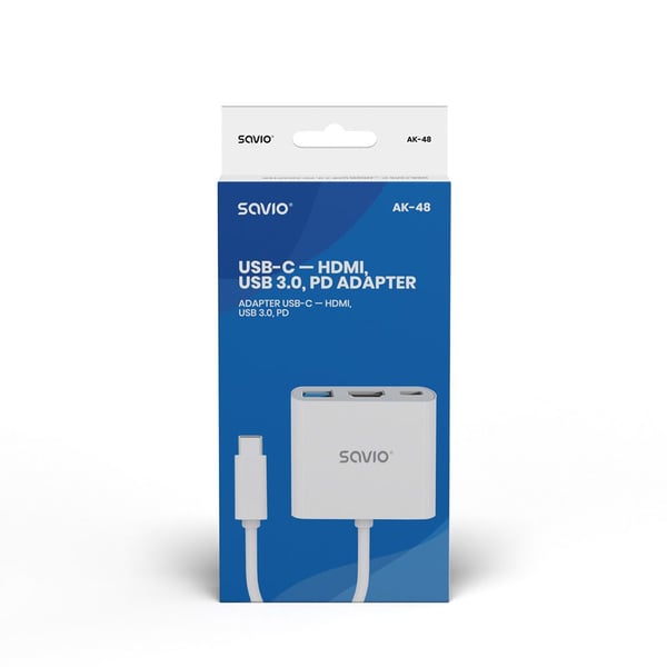 SAVIO AK-48 - Dokkingstasjon - USB-C - HDMI