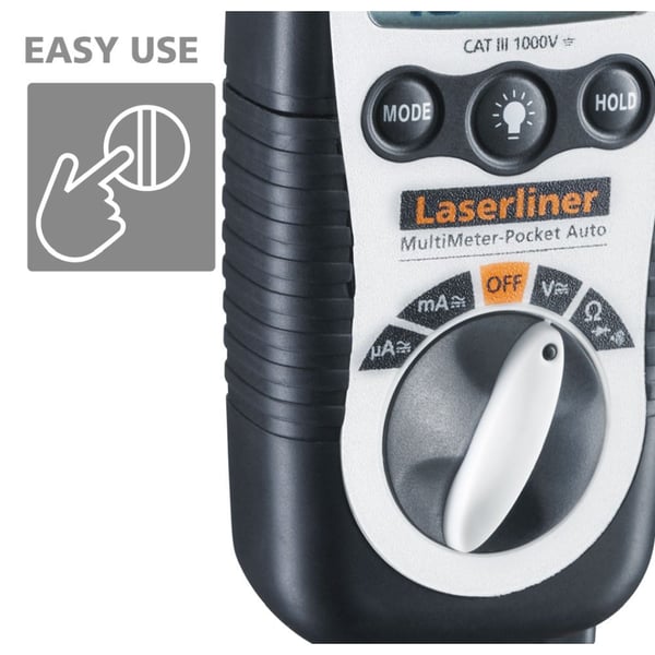Laserliner MultiMeter-Pocket, Digitaalinen yleismittari, Kädessä pidettävä yleismittari, 2 - 200 V, 2 - 200 V, 10 mV, 10 mV