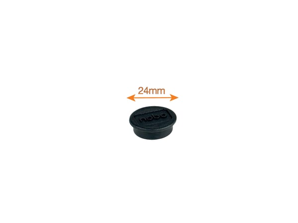 Nobo Whiteboard magneter 24 mm, pakke med 10 stk., Whiteboard-magnet, Sort, 24 mm, 16 mm, 24 mm, 120 mm