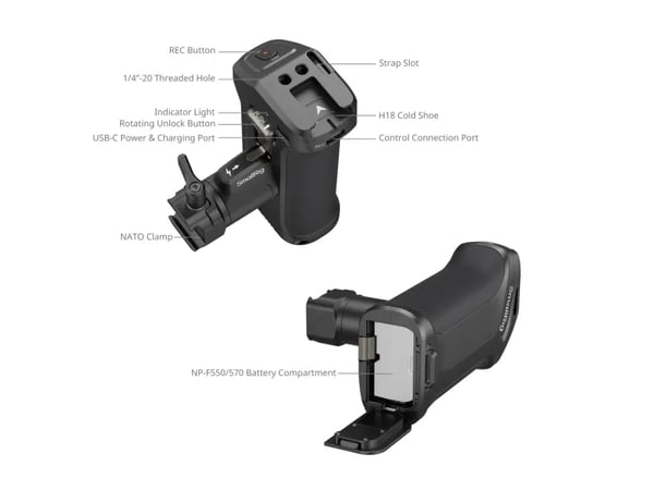 SmallRig 3893, Digitaalikameran käsikahva, Universaali, musta, Alumiini, Kupari, Silikoni, Ruostumaton teräs, Kestomuovinen elastomeeri, 85 mm, 56,...