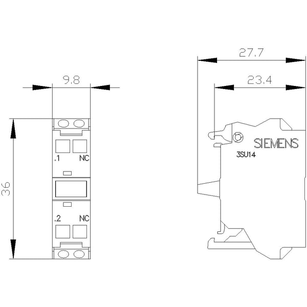 Siemens 3SU1400-1AA10-3MA0 Kontaktimoduuli 1 x bryde-kosketin 1 kpl