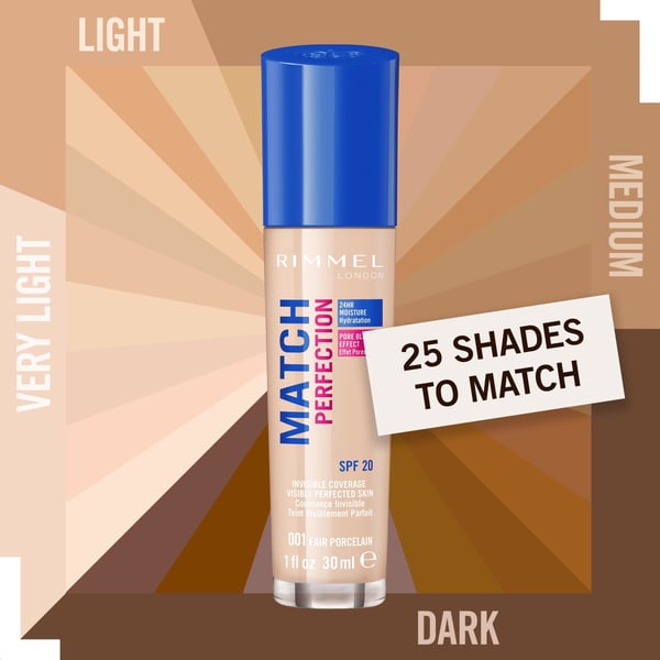 Rimmel London Match Perfection Spf 20 Makeup 30 Ml 102 Light Nude