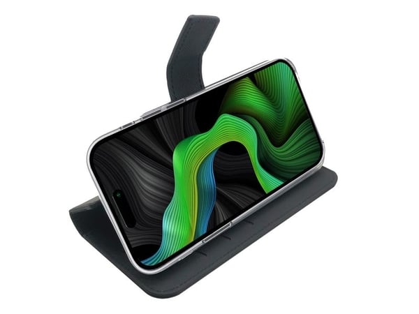 Celly Wally - Lommebok for mobiltelefon - fauxlær - svart - for Apple iPhone 15 Pro