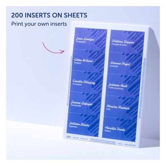 Avery navneskiltinnsatser, 54x90 mm, hvite, utskrivbare, mikroperforerte, for blekkskriver, fargelaser, svart-hvitt-laser, kopimaskin, 190 g/m² pap...