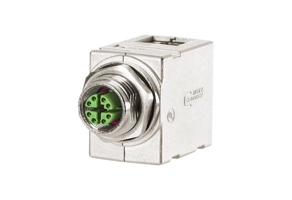 METZ CONNECT MWN911A415, M12-RJ45, hopea, kulmikas, Cat6a, IP67, 46,4 mm