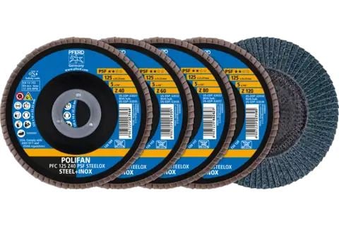 PFERD 69198300 SET PFC 125 Z40/60/80/120 PSF STEELOX Metallilevy hiontaan Halkaisija 125 mm Poraushalkaisija 22,23 mm 1 sarja 1 sarja