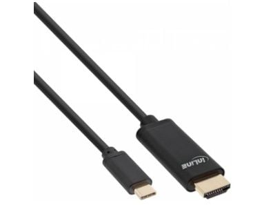 InLine 64111, 1 m, USB Type-C, HDMI, Hankjønn, Hankjønn, Gull