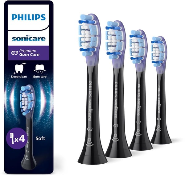 Philips Sonicare G3 Premium Gum Care tannbørstehoder – svart – 4-pakning