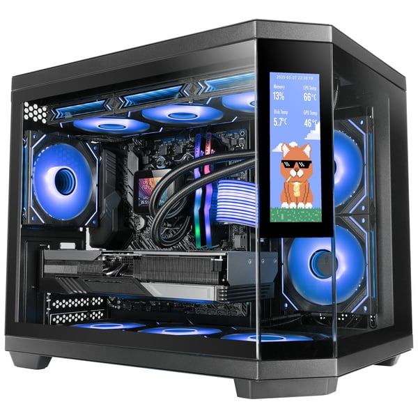 Mars Gaming MC3TCORELCDM PC-kabinett, micro ATX/Mini-ITX, svart herdet glass