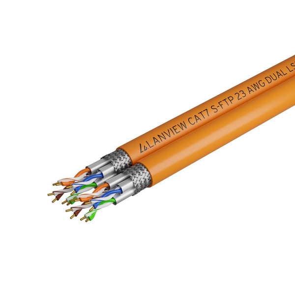 Lanview - Samlet kabel - 500 m - 7.6 mm - S/FTP - CAT 7 - halogenfri, rund, solid, retractable (on reel), 10 Gigabit Ethernet - oransje