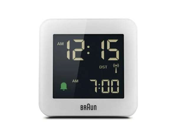 Braun BC09-DCF, Digital vekkerklokke, firkant, Hvit, 12/24h, LCD, Batteri