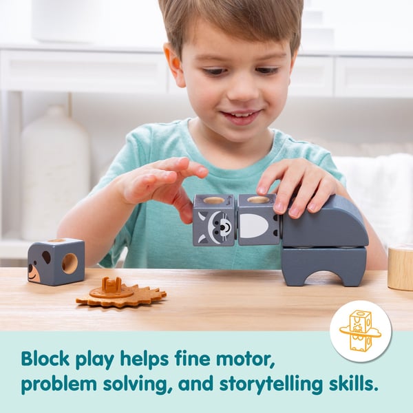 Melissa & Doug MDT BBN Blockables Woodland Crtrs GML, 2 år, 16 stykker, Tre