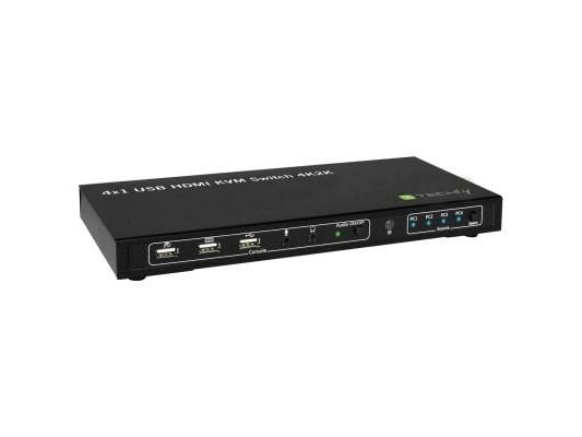TECHly 4x1 USB HDMI KVM-kytkin 4Kx2K - KVM / audio / USB-kytkin - 4 x KVM / audio - 1 lokalbruger - työpöydälle