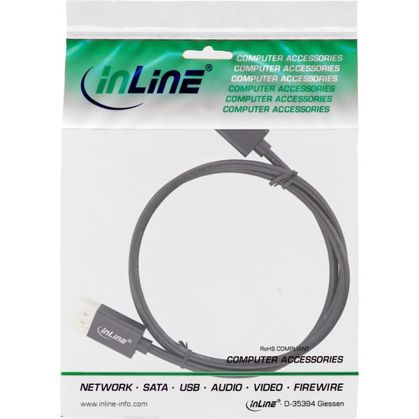 InLine 17201S, 1 m, DisplayPort, DisplayPort, Hankjønn, Hankjønn, 7680 x 4320 piksler