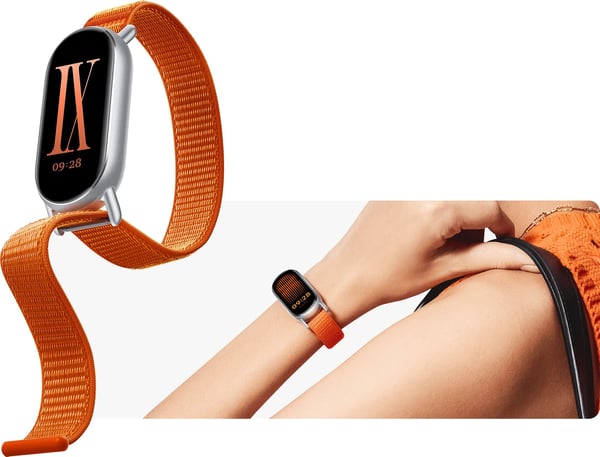Xiaomi - KlocKräm för aktivitetsspårare - flätad - passar handleder 135 - 215 mm - soluppgångsorange - för Xiaomi Smart Band 8, Smart Band 9