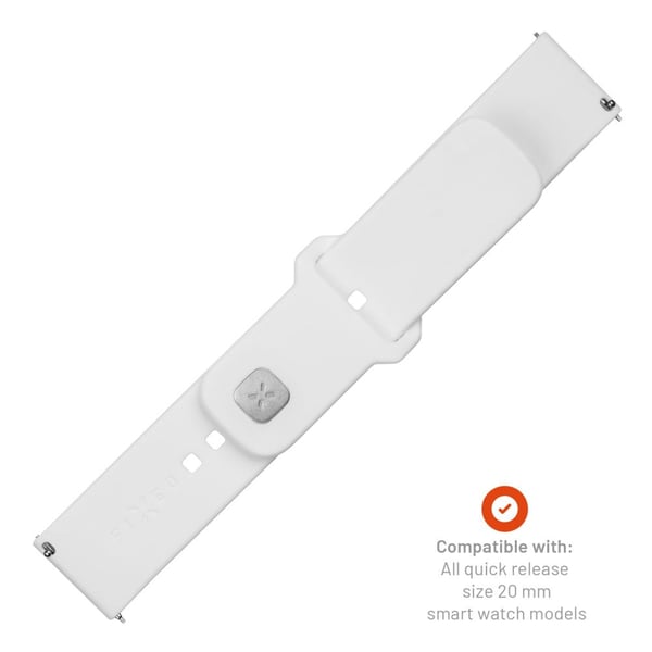 FIXED - Klokkestropp for smart armbåndsur - silicone, quick release, 20 mm - 160-235 mm - hvit