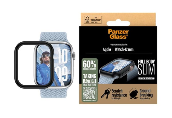 PanzerGlass - Black Edition - støtfanger for smartarmåndsur - helt kropp, slank - herdet glass (mikrofraktur2023), polyethlen-tereftalat (PET), 100...
