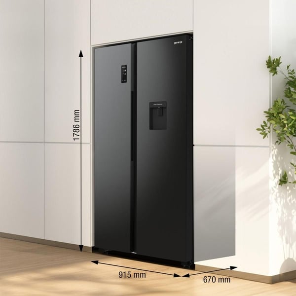 Gorenje Advanced NRR9185EABXLWD - Kjøleskap/fryser - side-ved-side med vannautomat - bredde: 91.5 cm - dybde: 67 cm - høyde: 178.6 cm - 547 liter -...