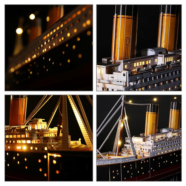 CubicFun Titanic 3D-palapeli LED-valolla, 266 palaa