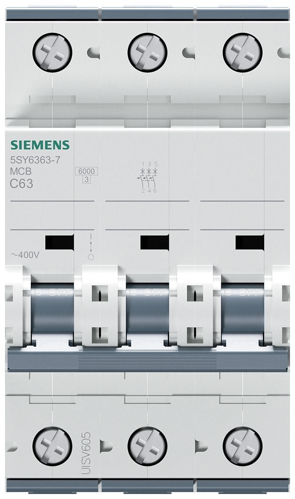 Siemens 5SY63637 5SY6363-7 Ledningssikkerikkerhedsafbryder 63 A 230 V, 400 V