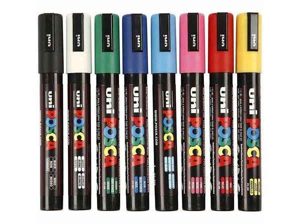 Färgpenna POSCA PC-5M - med 8 st. assorterade standardfärger