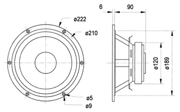 Visaton VS-AL200, 1.0 kanaler, 120 W, fu – 9000 Hz, 8 O
