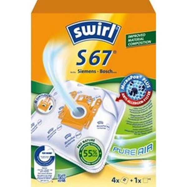 Swirl S 67 / 99775 Pölynimuripussit - 4 kpl. + 1 kpl. suodatin - Siemens, Bosch...