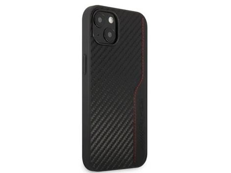 Mercedes AMG AMHCN61GSEBK iPhone 11 6,1 tuuman musta / musta kova kotelo, jossa on nahkainen painatus